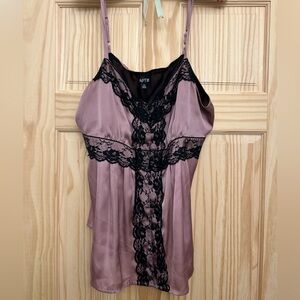 Apt 9 xl camisole with lace. Aubergine color. Very pretty with black lace.